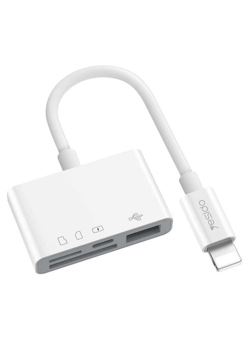 Yesido GS12 OTG Converter Lightning Interface 4 In 1 Support TF SD USB Fast Charging Devices Card Reader  - Image 1