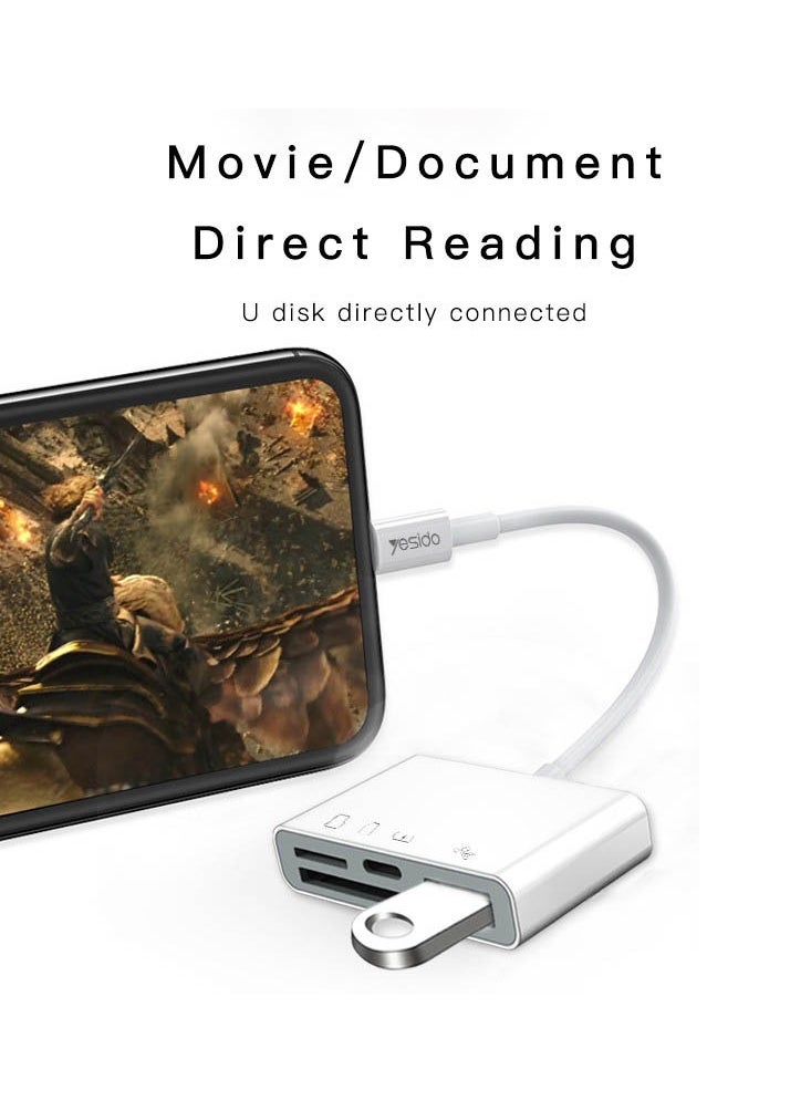 Yesido GS12 OTG Converter Lightning Interface 4 In 1 Support TF SD USB Fast Charging Devices Card Reader  - Image 2