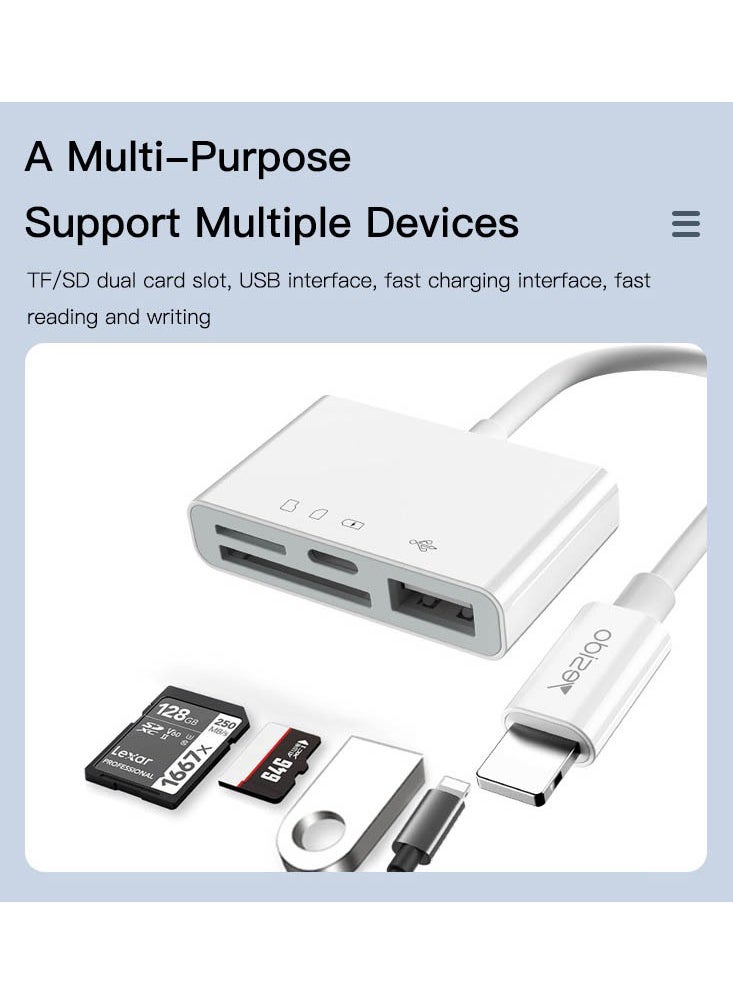 Yesido GS12 OTG Converter Lightning Interface 4 In 1 Support TF SD USB Fast Charging Devices Card Reader  - Image 3