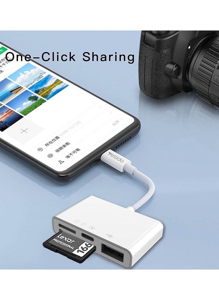 Yesido GS12 OTG Converter Lightning Interface 4 In 1 Support TF SD USB Fast Charging Devices Card Reader  - Image 4