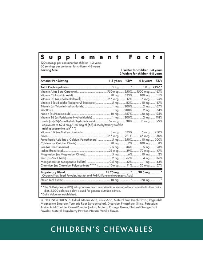 MICHAEL'S Health Naturopathic Programs Children’s Chewables - 120 Vegetarian Wafers - Fruit Punch Flavor - Multivitamin & Mineral Supplement - Kosher - 60 to 120 Servings - Image 2