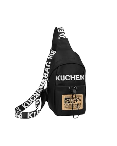 MOSSTYUS Street Crossbody Bag Cool Chest Shoulder Purse Freestyle Sling Bag Personality Hip-hop Phone Pouch, Black - Image 1