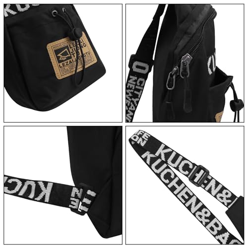 MOSSTYUS Street Crossbody Bag Cool Chest Shoulder Purse Freestyle Sling Bag Personality Hip-hop Phone Pouch, Black - Image 5