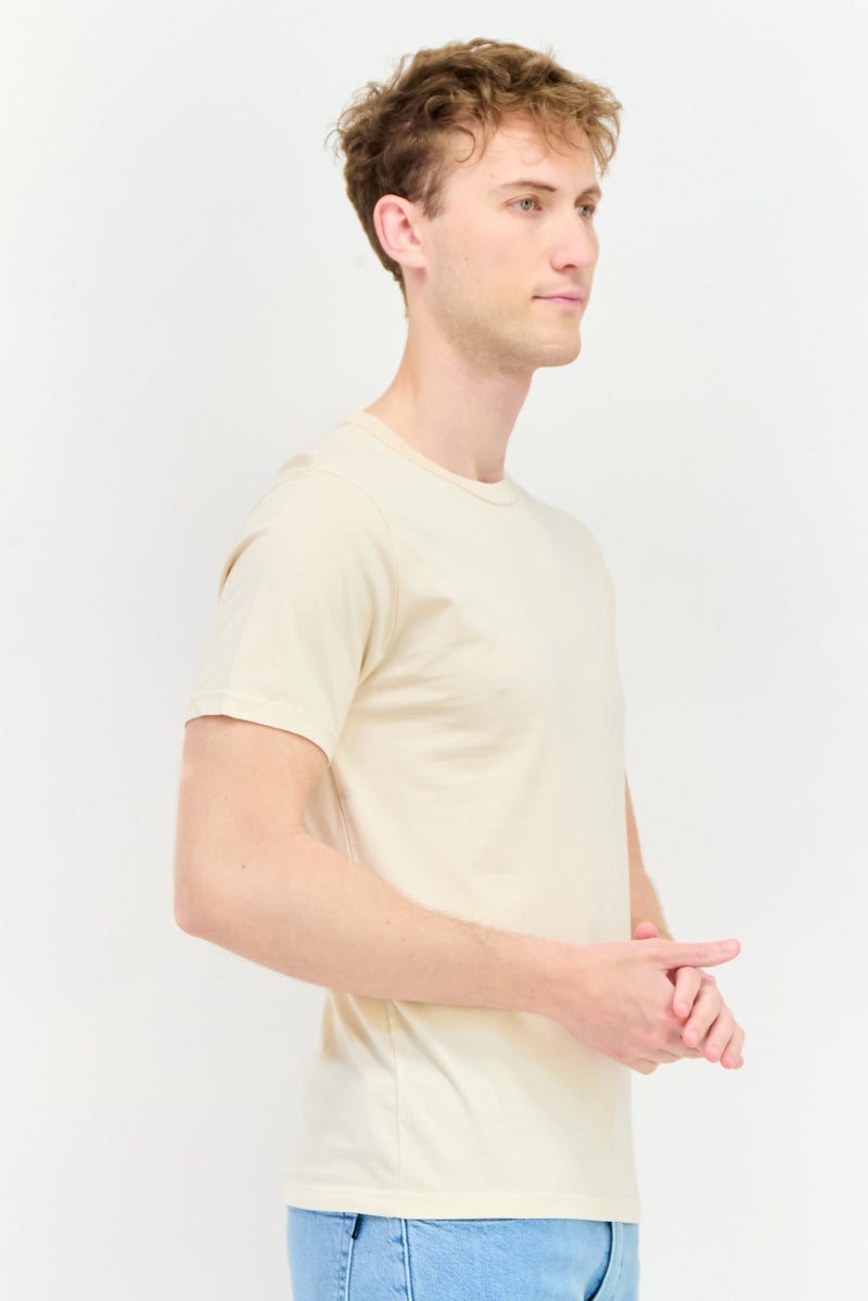 DOCKERS Men Crew Neck Short Sleeve Plain Outdoor T-shirt, Beige - Image 3