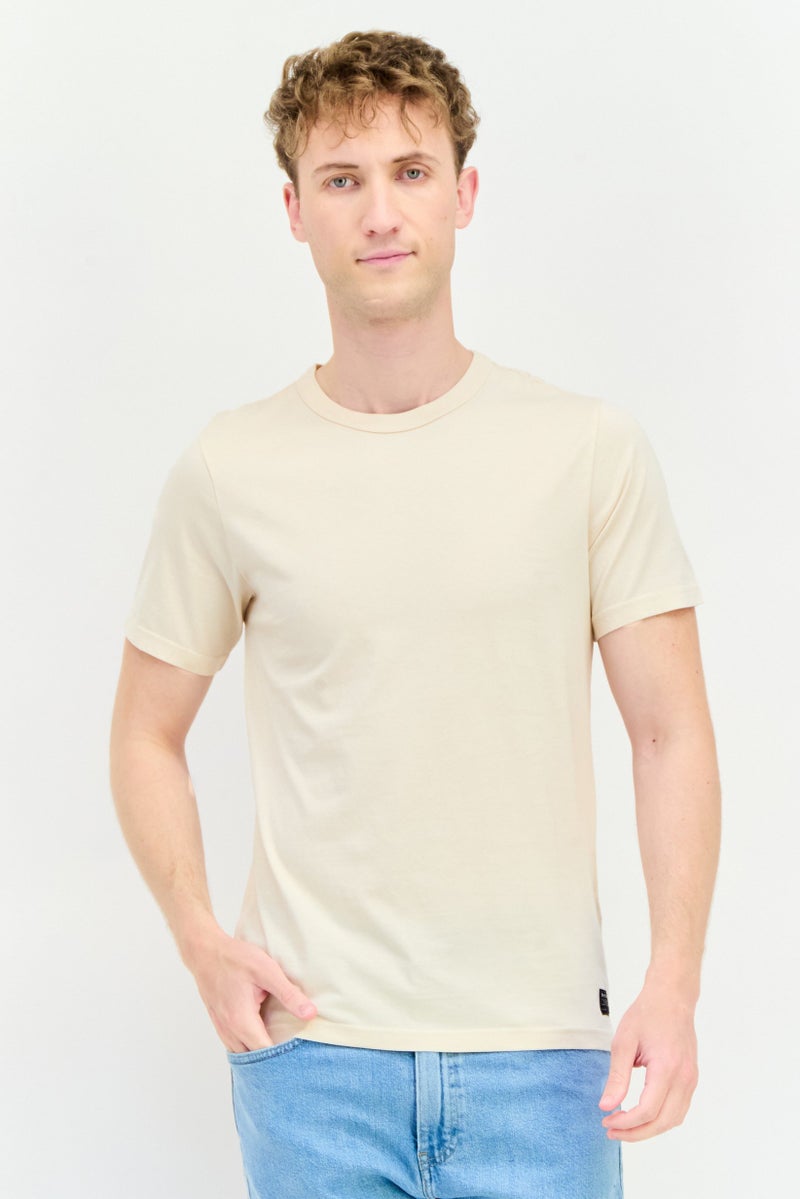 DOCKERS Men Crew Neck Short Sleeve Plain Outdoor T-shirt, Beige - Image 1