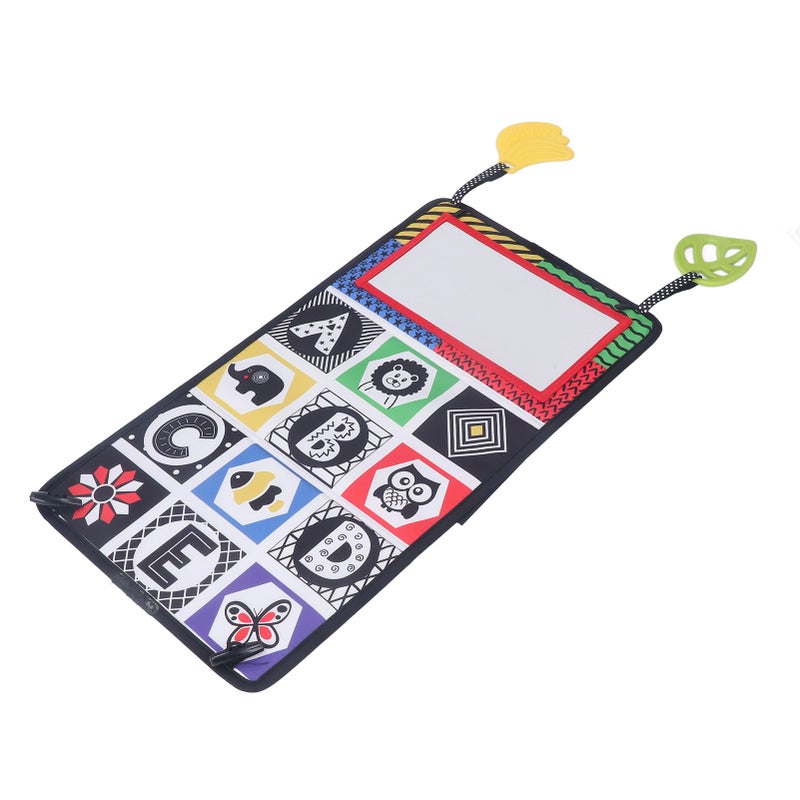 Baby Mirror Book Toy Foldable Visual Training Infant Mirror Cloth Book with Teether Pendant for Car Animal Type - Image 3