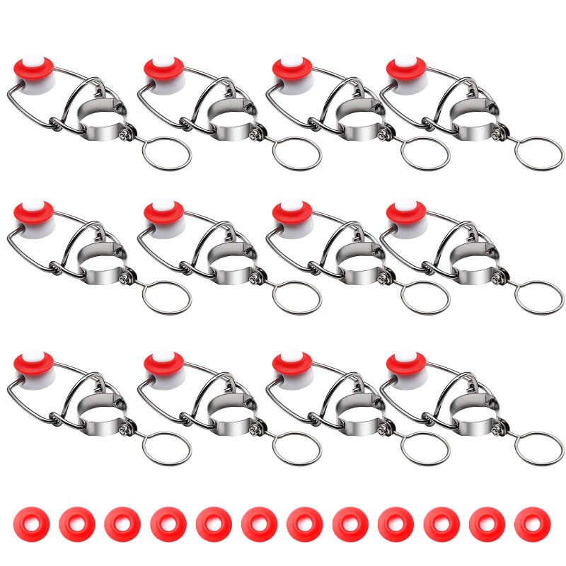 FERRODAY 12-Pack 18mm Glass Bottle Caps with Replacement Silicone Gaskets - Airtight, Leakproof, Easy Swing Top Lids - Image 1