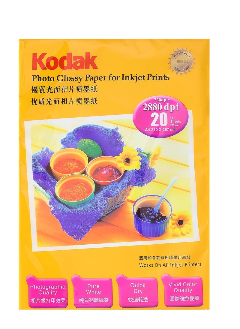 Kodak Kodak photographic quality photo glossy paper a4-235gsm - white  - Image 3