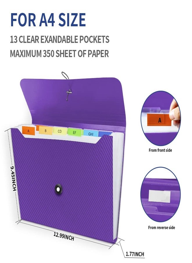 Nicecho Expanding File Folder, 13 Pockets Accordian File Holder Organizer, A4 Letter Size Paper Document Receipt Organizer Accordion Filing Folder for Classroom, Home, Office and Travel - Image 3