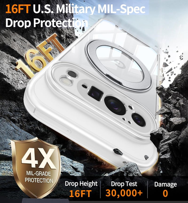 WASTROYAL ã€360Â°Spin Magnetic Standã€‘ Case for Pixel 10 Pro XLã€Fit for MagSafe & Pixelsnapã€‘ Cover with Ring Holderã€Crystal Clearã€‘ Camera Protection Phone Google 10 Pro XL Cases - Clear - Image 4