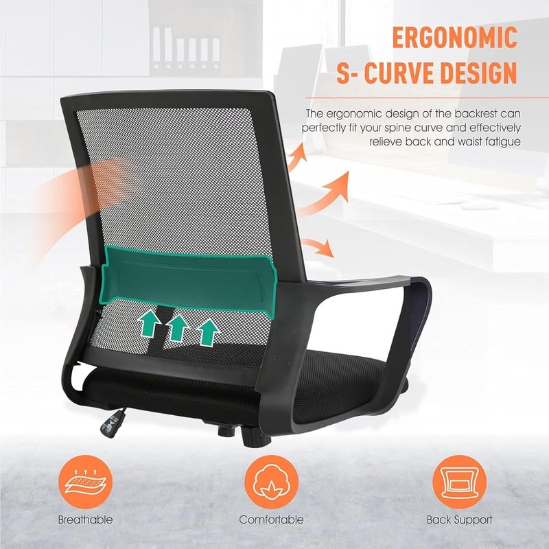 TDOO Ergonomic Office Desk Chairs, Home Computer Gaming Breathable Chairs, Executive Rolling Swivel Comfy Mesh Office Black Chairs with Arms Lumbar Support,Adjustable Height Work Chair for Home Office Task - Image 5