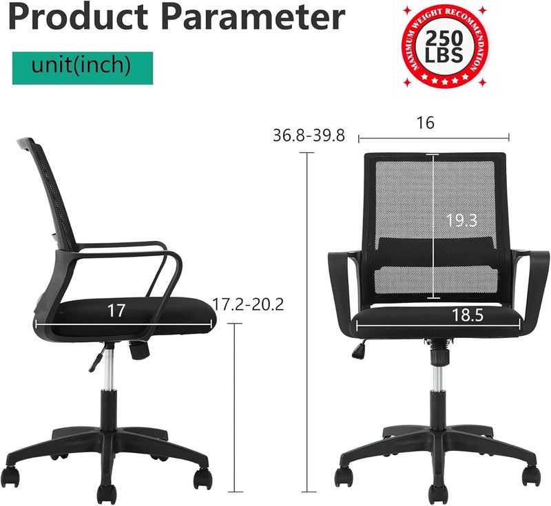 TDOO Ergonomic Office Desk Chairs, Home Computer Gaming Breathable Chairs, Executive Rolling Swivel Comfy Mesh Office Black Chairs with Arms Lumbar Support,Adjustable Height Work Chair for Home Office Task - Image 2