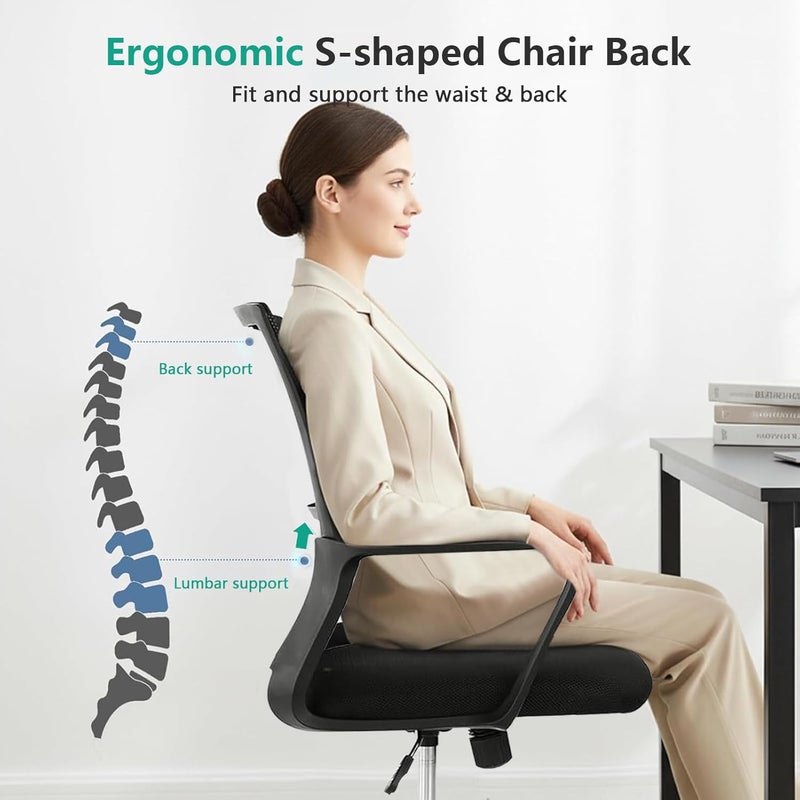 TDOO Ergonomic Office Desk Chairs, Home Computer Gaming Breathable Chairs, Executive Rolling Swivel Comfy Mesh Office Black Chairs with Arms Lumbar Support,Adjustable Height Work Chair for Home Office Task - Image 3
