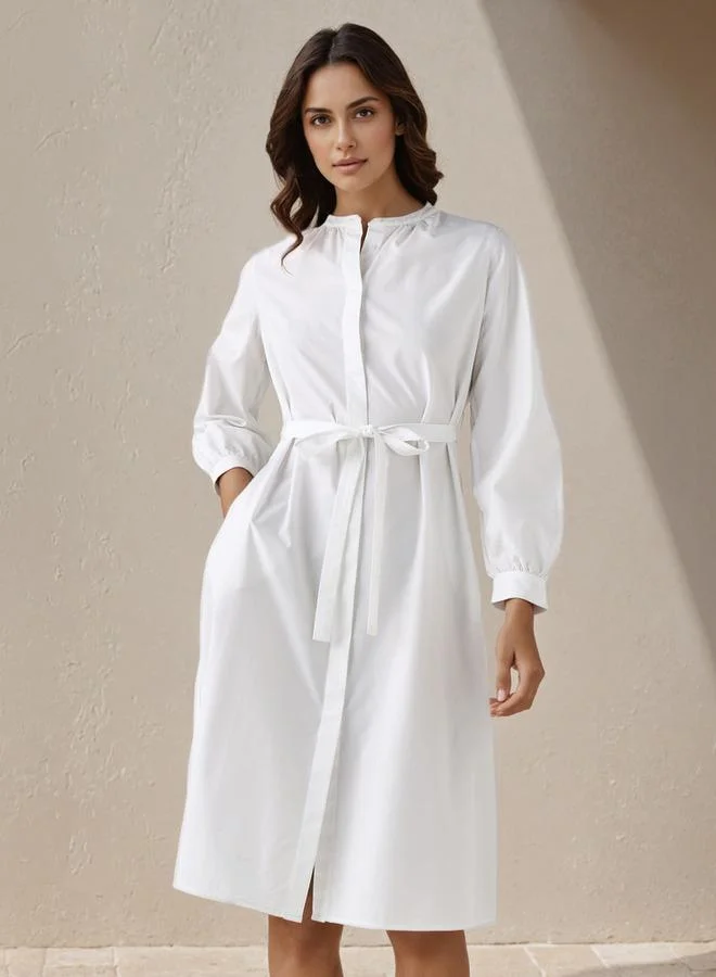 سبلاش فيڤ فستان قميص بطول الركبة مع ربطة خصر