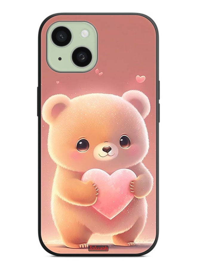 Tolwak Apple iPhone 15 Plus Protective Case Cover Cute Little Panda Holding Heart - Image 2