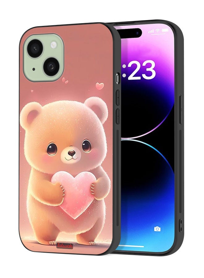Tolwak Apple iPhone 15 Plus Protective Case Cover Cute Little Panda Holding Heart - Image 1