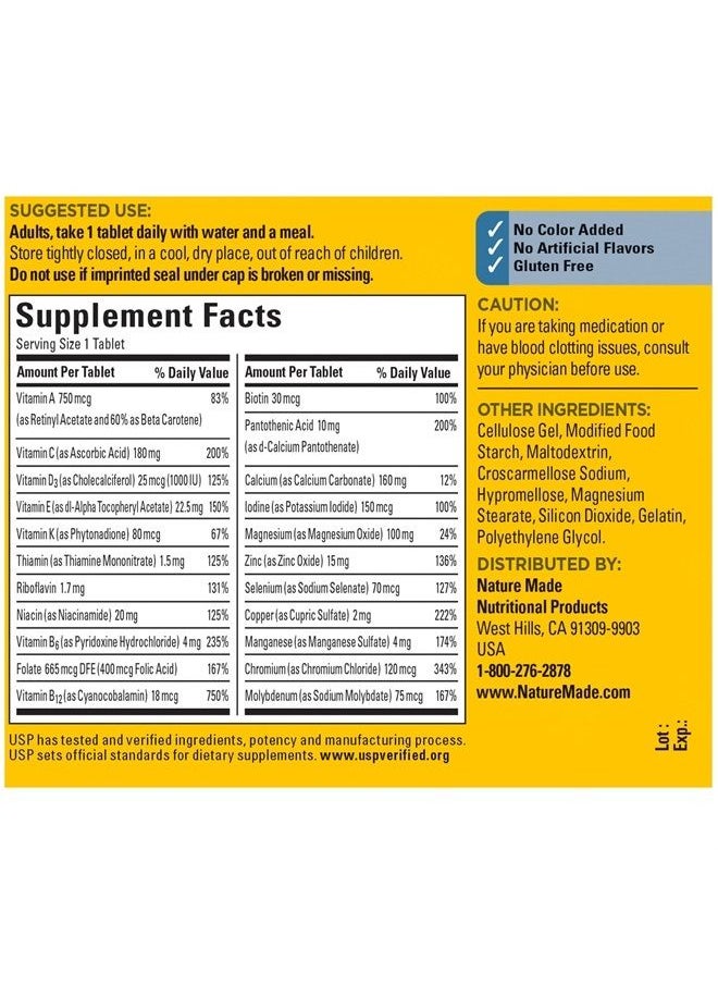 Nature Made - Multivitamin For Him with No Iron, Men's Daily Nutritional Support, 90 Tablets, 90 Day Supply - Image 1