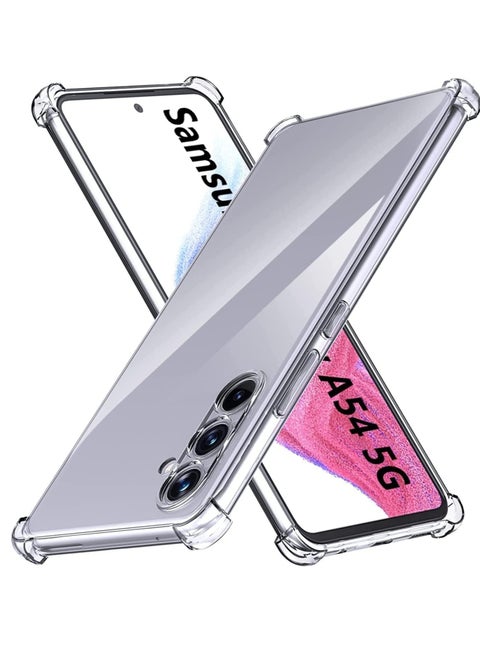 Case Compatible with Samsung Galaxy A54 5G, Cover Silicone Transparent TPU Gorilla Anti-shock Protector Camera Shockproof Corners with 5D Screen Protector - Clear