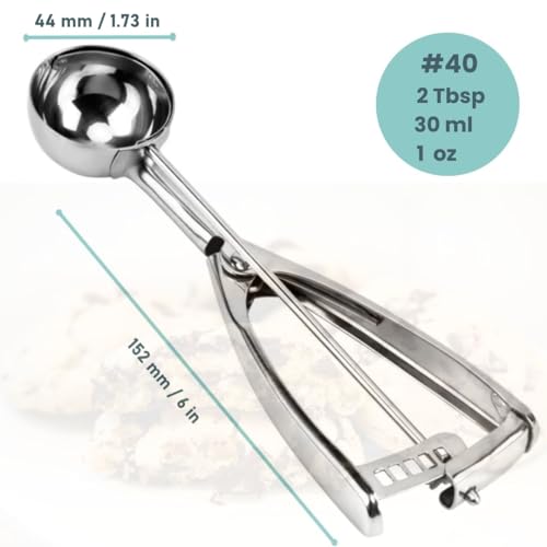 fuzzelut Cookie Scoop, Ice Cream Scoop,18/8 Stainless Steel, Cookie Scoops for Baking, 2Tbsp/ 30ml/ 1oz Cookie Dough Scoop, Ice Cream Scooper with Trigger Release, Cookie Scooper for Baking(#40) - Image 2