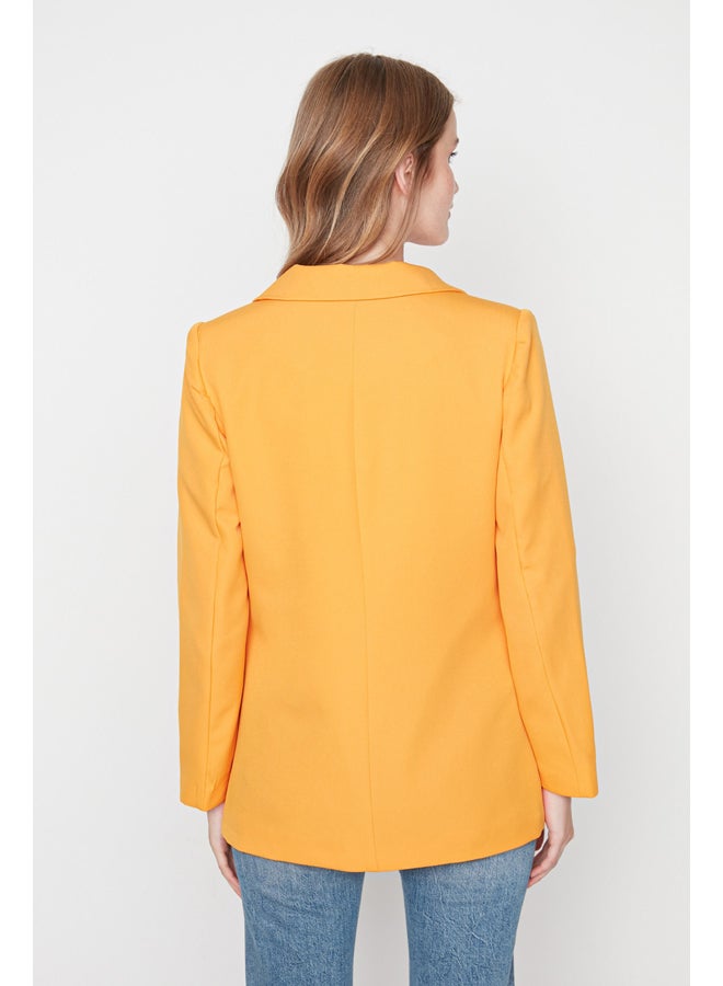 trendyol Orange Regular Lined Double Breasted Blazer Jacket with Closure - Image 5