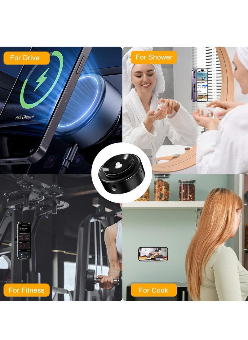ELTRAZONE 15W Upgraded Vacuum Magnetic Wireless Charger Suction Phone Mount - Perfect for Car, Mirror, Gym - Magnetic Suction Stand, Fast Charging for iPhone 12/13/14/15/16 Series - Black  - Image 2