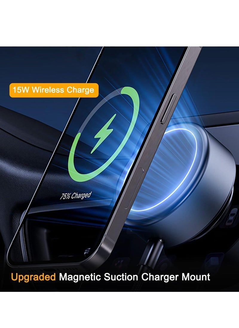 ELTRAZONE 15W Upgraded Vacuum Magnetic Wireless Charger Suction Phone Mount - Perfect for Car, Mirror, Gym - Magnetic Suction Stand, Fast Charging for iPhone 12/13/14/15/16 Series - Black  - Image 1