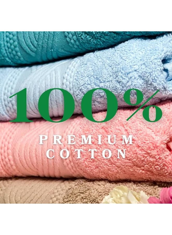 Premium Egyptian Cotton Towel Set (4 Pieces) – Super Absorbent, Soft & Quick Dry, for Bathroom, Hands, Face, Multi Color, Size 50 * 100 cm2 (Caffe, Lubna, Rose, Genzari) - Image 3