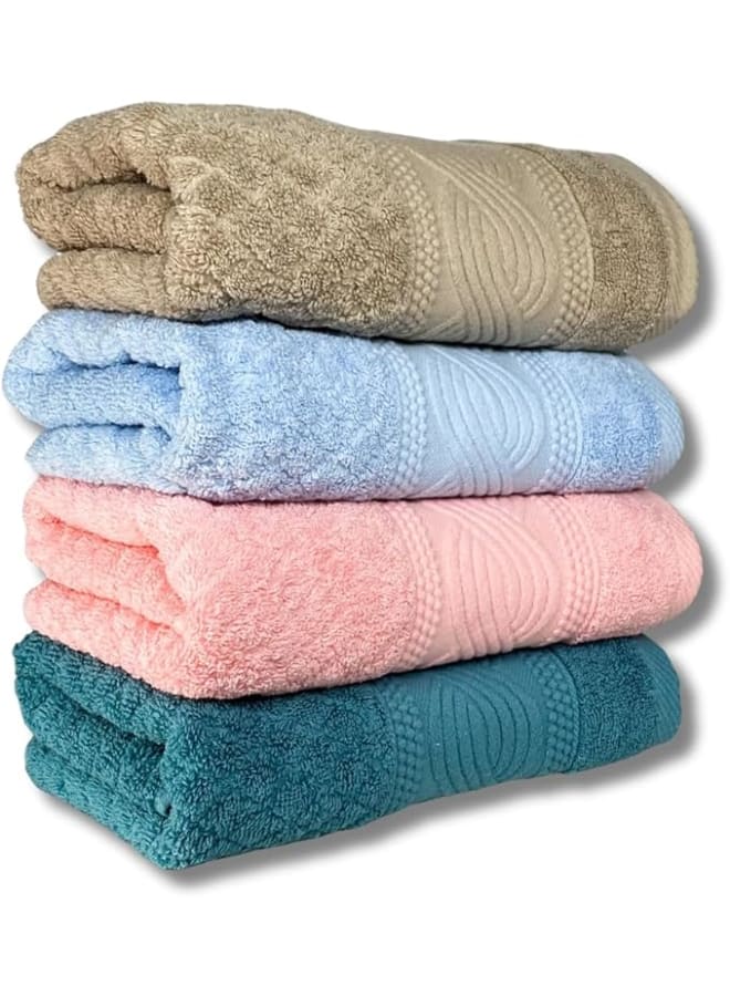 Premium Egyptian Cotton Towel Set (4 Pieces) – Super Absorbent, Soft & Quick Dry, for Bathroom, Hands, Face, Multi Color, Size 50 * 100 cm2 (Caffe, Lubna, Rose, Genzari) - Image 1