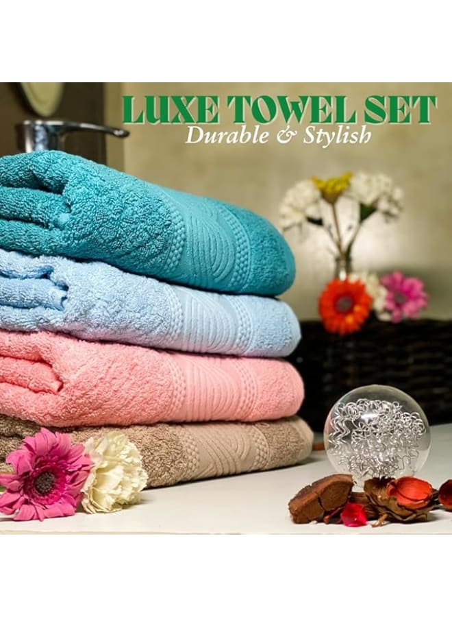 Premium Egyptian Cotton Towel Set (4 Pieces) – Super Absorbent, Soft & Quick Dry, for Bathroom, Hands, Face, Multi Color, Size 50 * 100 cm2 (Caffe, Lubna, Rose, Genzari) - Image 2