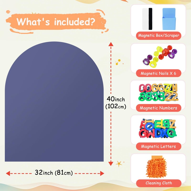OMKSIH Arch Magnetic Wall Decal 40x32 Inches Magnetic Chalk Board Sticker Magnet Chalkboard for Wall Peel and Stick Self Adhesive Blackboard Multifunctional for Playroom Home Office - Image 2