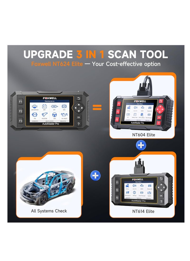 Foxwell - FOXWELL NT624 Elite Automotive OBD2 Scanner Full-System Car Code Reader Diagnostic Scan Tool with Oil Light Reset and EPB Service Functions  Warranty 2 Years - Image 1