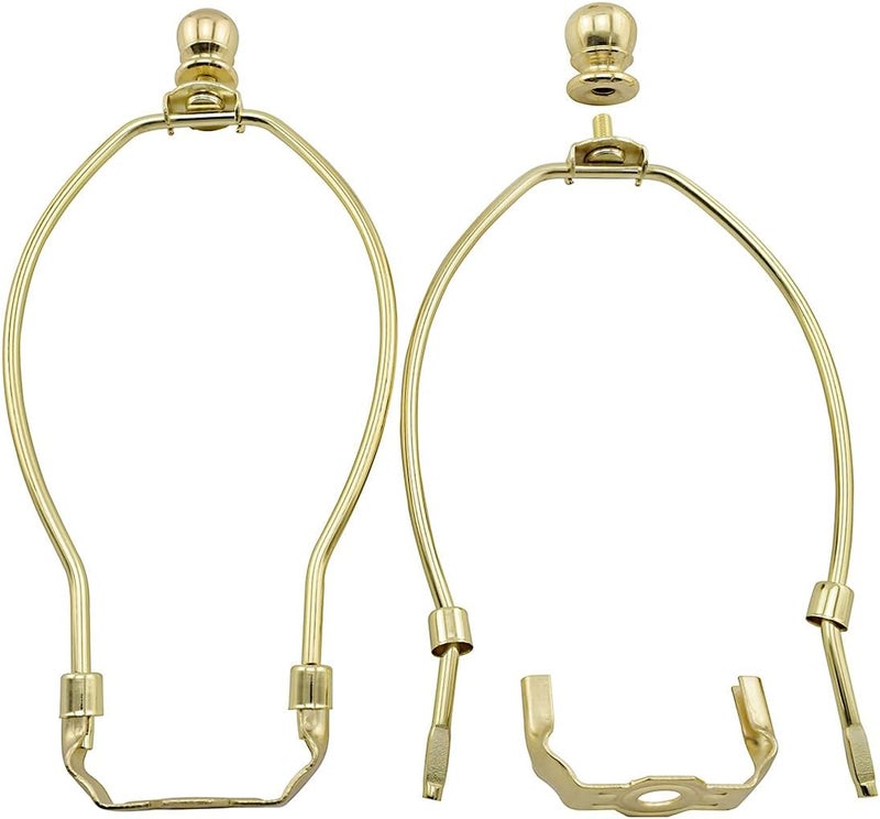 MARRTEUM 10-Inch Lamp Shade Harp Holder Fitter with Ball Finial Knob and Saddle Base [2set Gold] - Image 2