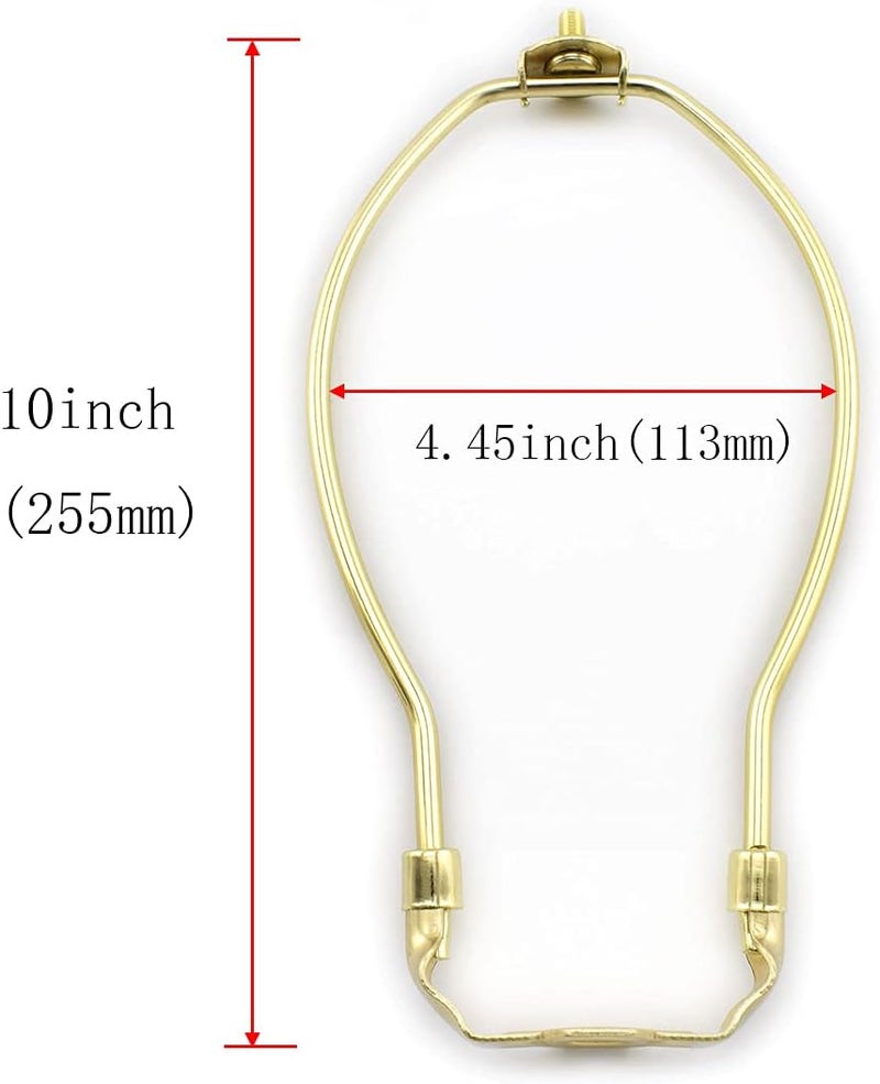 MARRTEUM 10-Inch Lamp Shade Harp Holder Fitter with Ball Finial Knob and Saddle Base [2set Gold] - Image 3