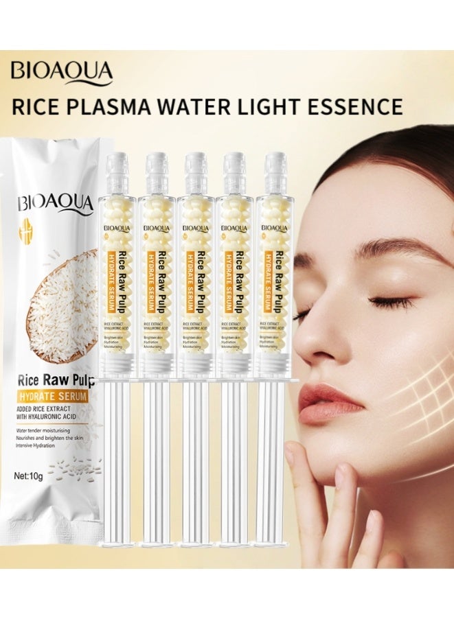 BIOAOUA Rice Raw Pulp Spreadable Hydrating Essence, Skin Rejuvenating Essence 10g*5 - Image 1