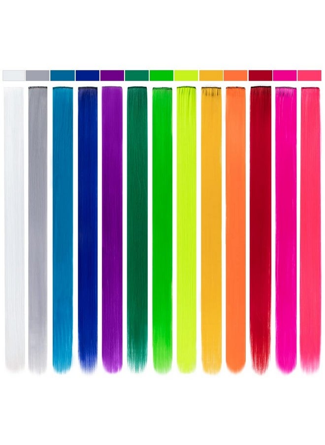 HH FASHION 26 Pack Colored Party Highlights Clip in Hair Extensions for Girls 20 inches Multi-colors Straight Hair Synthetic Hairpieces In The Party(13colored)  - Image 2