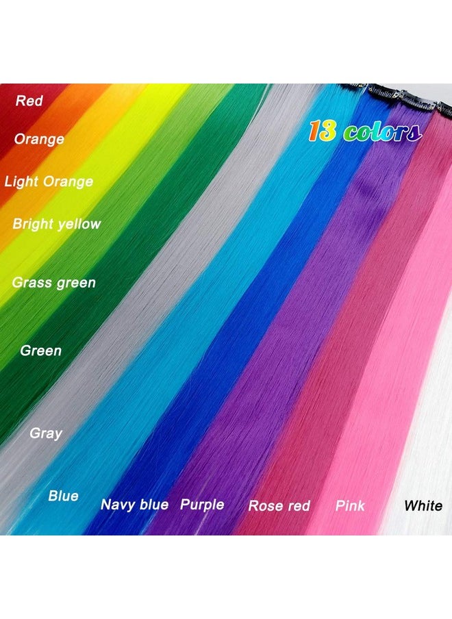 HH FASHION 26 Pack Colored Party Highlights Clip in Hair Extensions for Girls 20 inches Multi-colors Straight Hair Synthetic Hairpieces In The Party(13colored)  - Image 3