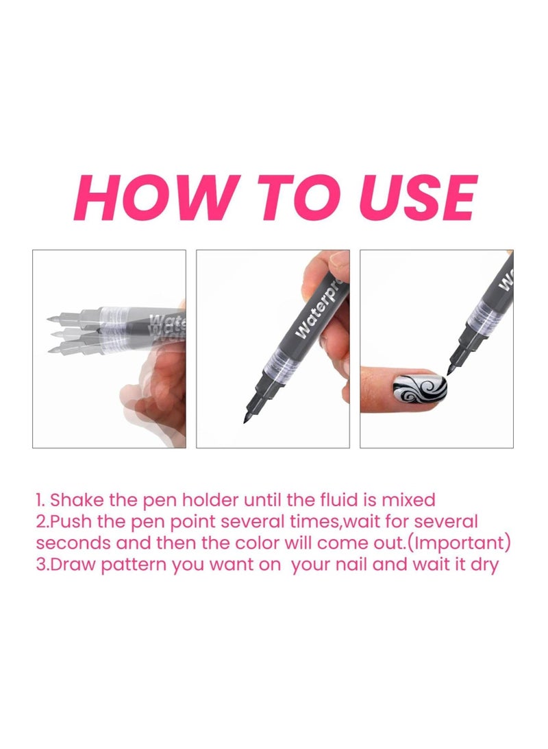 EELHOE Nail Polish Pens 4Pcs Vibrant Colors Smudge Pen For Nail Waterproof Nail Polish Pen For Nail Art DIY Drawing - Image 4