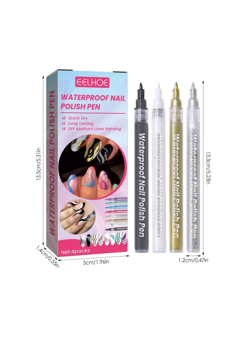 EELHOE Nail Polish Pens 4Pcs Vibrant Colors Smudge Pen For Nail Waterproof Nail Polish Pen For Nail Art DIY Drawing - Image 5