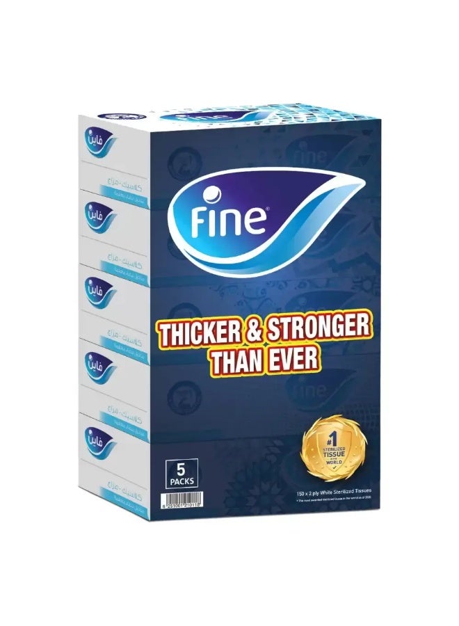 Fine Thicker And Stronger White Sterilized Facial Tissue Paper- 5pcsX150X2 Ply - Image 1