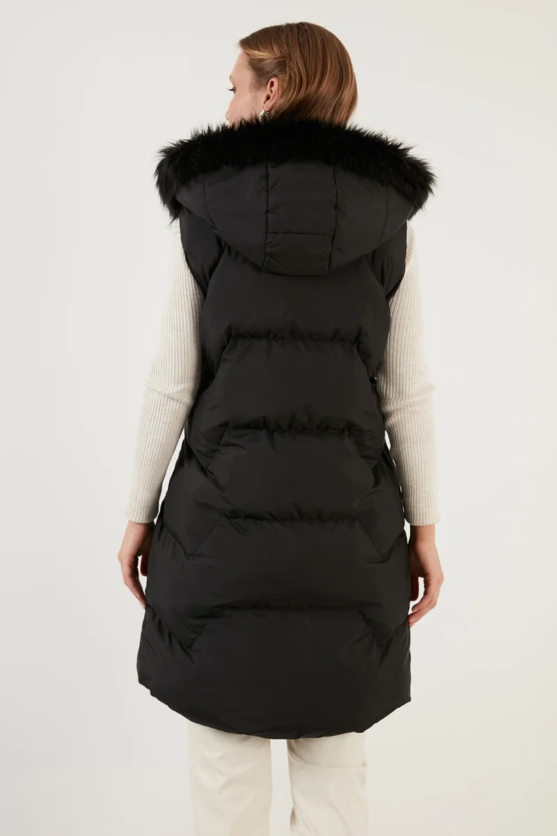 Lela Collar Faux Fur Removable Hooded Regular Fit Puffer Vest Women's Vest 64789823
