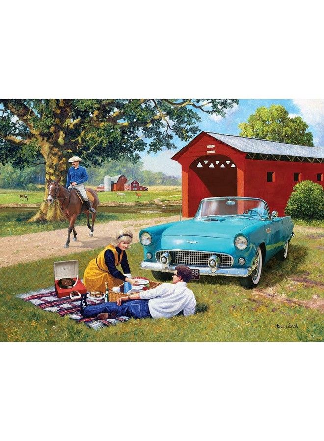 Bits and Pieces 500 Piece Jigsaw Puzzle For Adults 18" X 24" T Bird Summer 500 Pc Romantic Couple Picnic Country Dirt Road Horse Bridge Farm Jigsaw By Artist Kevin Walsh - Image 2