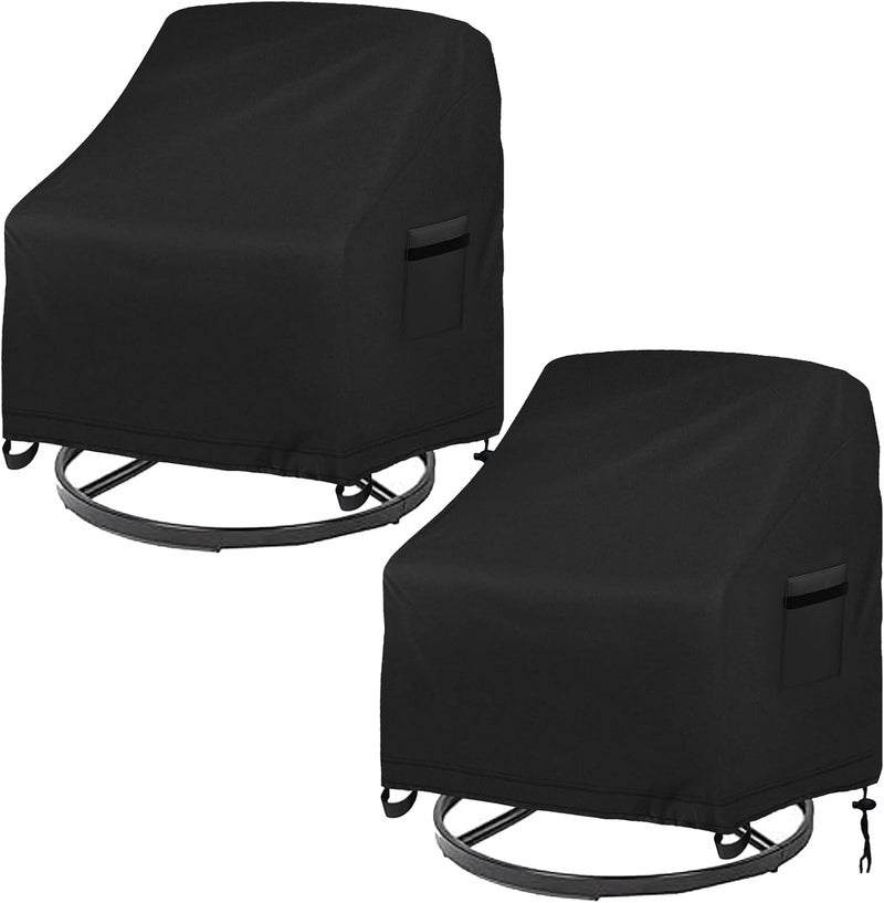 Oslimea Swivel Lounge Chair Cover 2 Pack, 600D Waterproof Heavy Duty Outdoor Chair Covers(30 W x 34 D x 38.5 H inches), Patio Swivel Chair Covers for Outdoor Furniture - Image 1