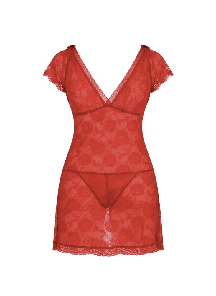Cute Burgundy Red Floral Lace Mini Dress with Soft Stretch and Classic Sheer Look - Image 2
