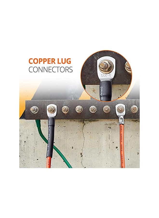 PROMASS promass Heavy Duty Tinned Copper Wire Lugs - Battery Cable Ends - Crimp Wire Connectors -Tinned Copper Eyelets, Tubular Ring Terminals - 6-2 AWG 30 PCS  - Image 5