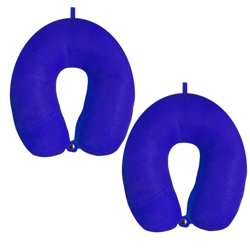 ATEVON ATEVON Premium Royal Blue Pack of Two Travel Neck Holder Pillows Comfortable Head Rest for Airplane Travel with 30Year Warranty - Image 1