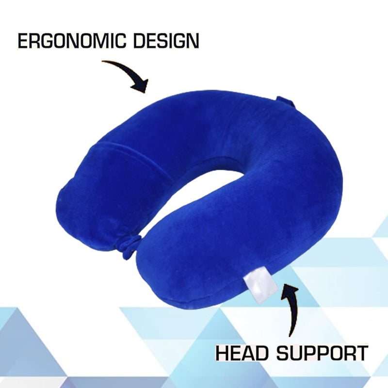 ATEVON ATEVON Premium Royal Blue Pack of Two Travel Neck Holder Pillows Comfortable Head Rest for Airplane Travel with 30Year Warranty - Image 3
