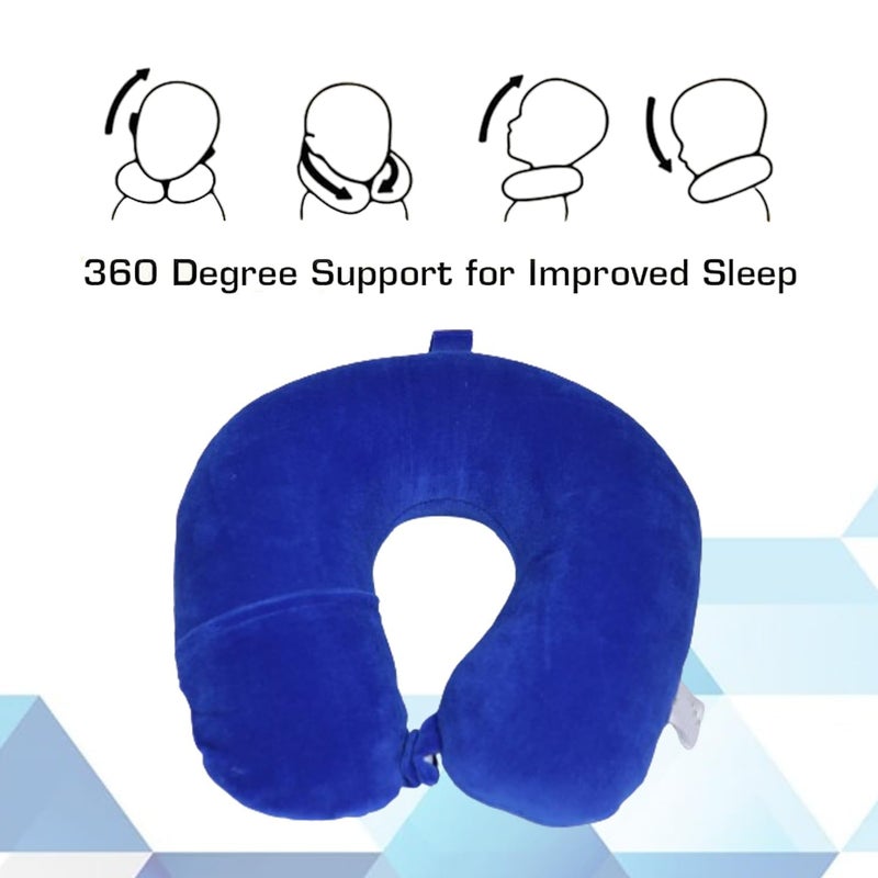 ATEVON ATEVON Premium Royal Blue Pack of Two Travel Neck Holder Pillows Comfortable Head Rest for Airplane Travel with 30Year Warranty - Image 5