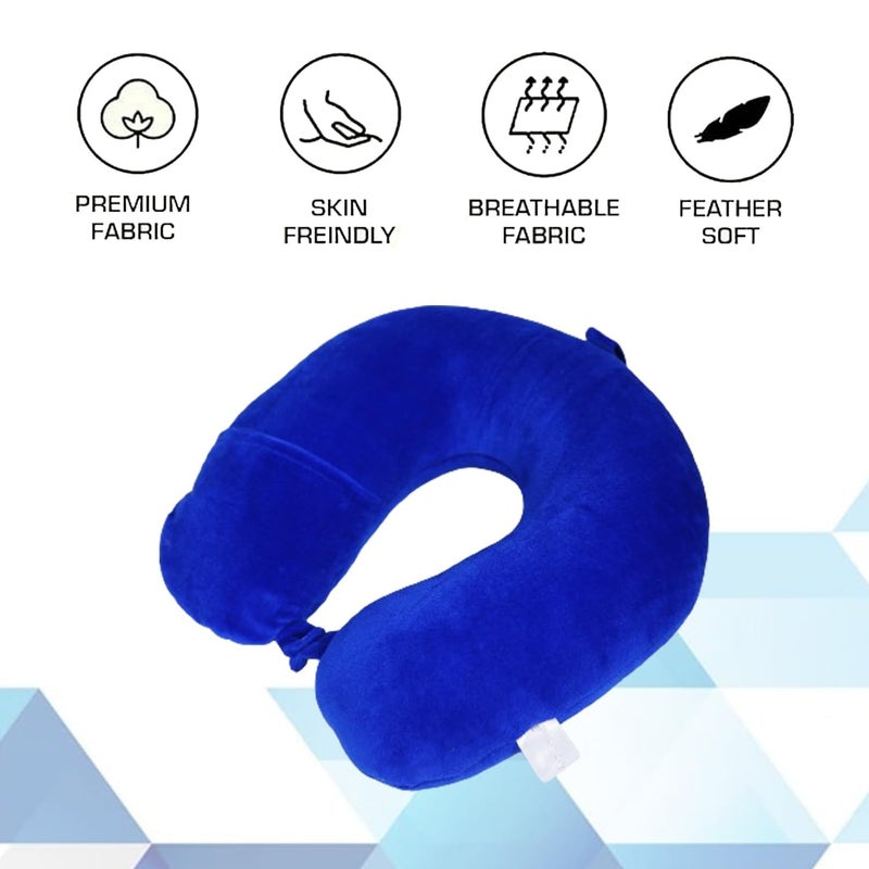 ATEVON ATEVON Premium Royal Blue Pack of Two Travel Neck Holder Pillows Comfortable Head Rest for Airplane Travel with 30Year Warranty - Image 4