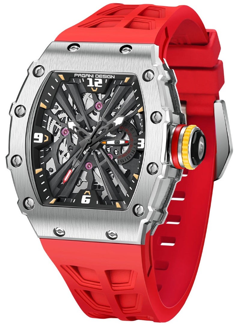 PAGANI DESIGN Men's Quartz Watches Stainless Steel Waterproof Tonneau Wrist Watch for Men with Japan VH65 Movement Silicone Watchband PD1738  - Image 1
