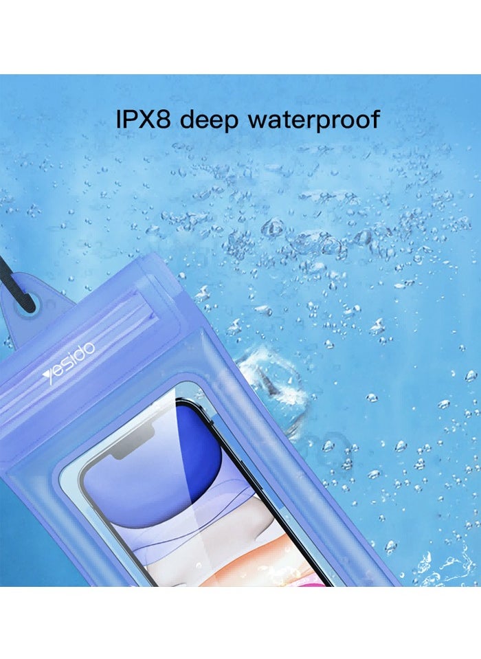 Yesido Yesido WB11 High Quality Beach IPX8 20M Waterproof Mobile Phone Bag Cover Waterproof Phone Pouch - Violet  - Image 2